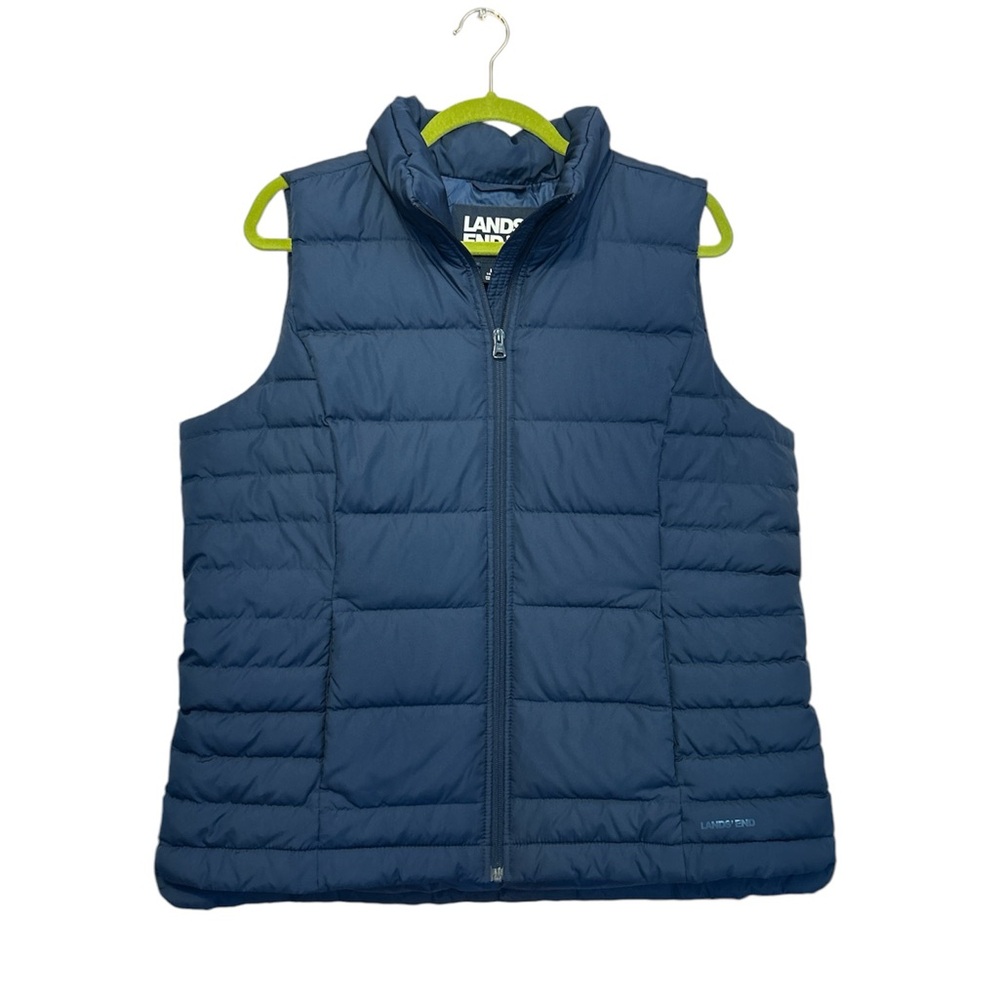 NWT Lands Ends Feather and Down Women’s Navy Blue Puffer Best Casual Size Large